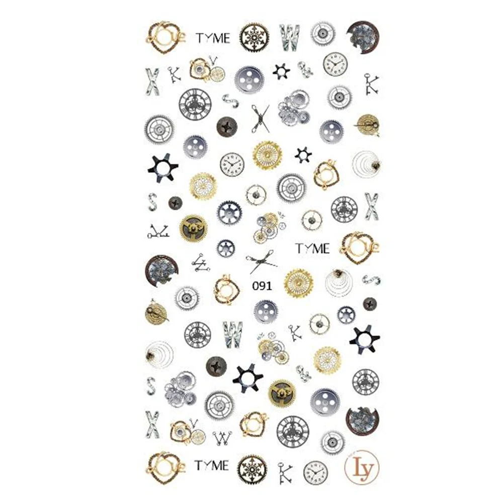 

1 sheet Vintage Anchor Nail 3D Decals Rudder Clock Cupid Transfer Stickers Nail Art Sticker Decals