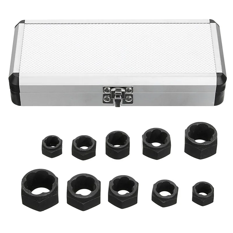 10pcs Damaged Nut Bolt Remover Stud Extractor Set (9 19mm) Broken Bolt