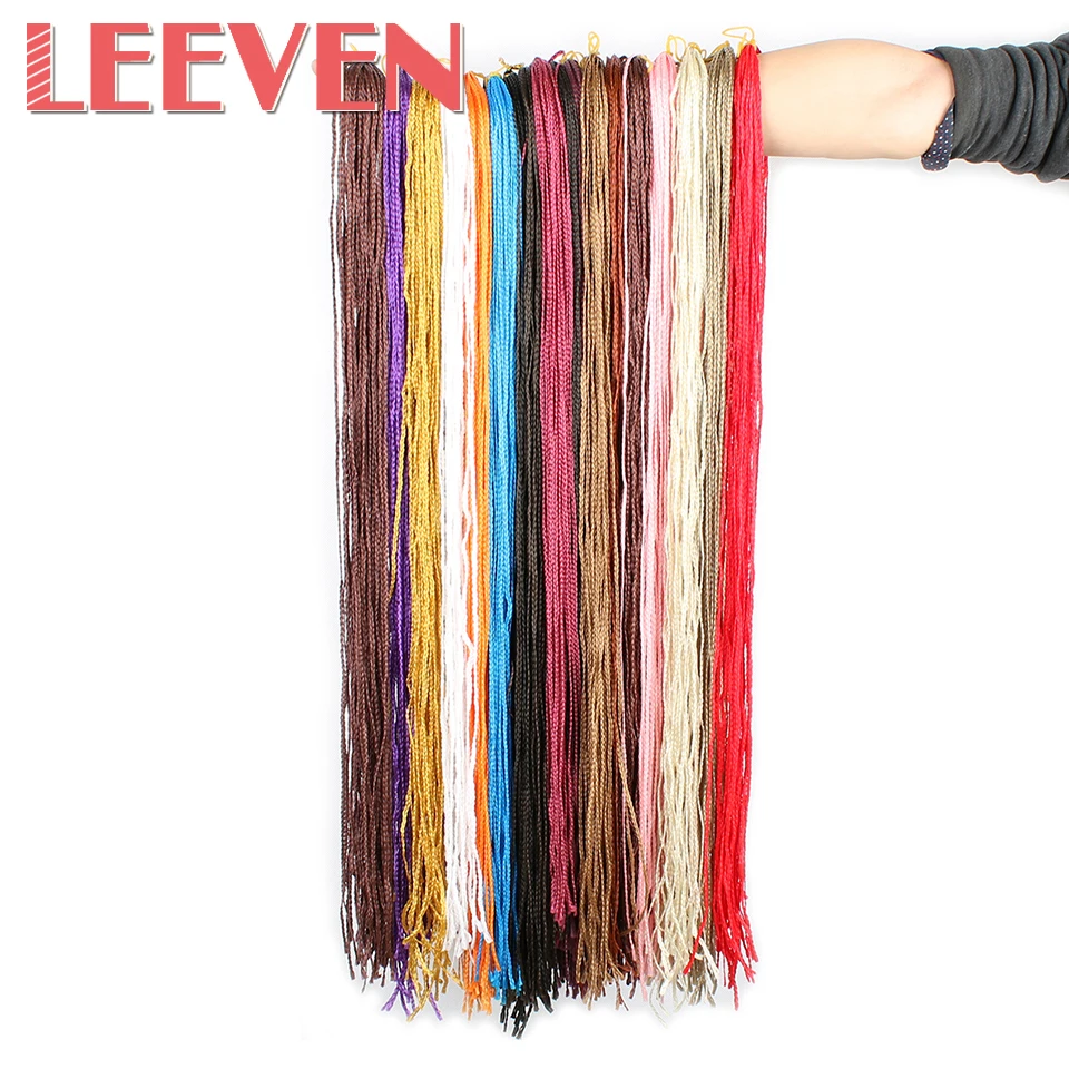 

Leeven 28'' 45g Synthetic Zizi Box Braids Crochet Braids Hair Extension Braiding Hair Pink Write Purple Fiber