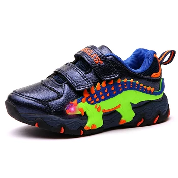 

2019 Kids Light Up Shoes 3D Dinosaur Baby Boys Sneakers Led Glowing Sport Children's Trainers Spring Autumn Toddler Boys Shoes