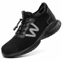 New Aidenkid breathable safety shoes men's Lightweight summer anti-smashing piercing work sandals Single mesh sneakers 36-46