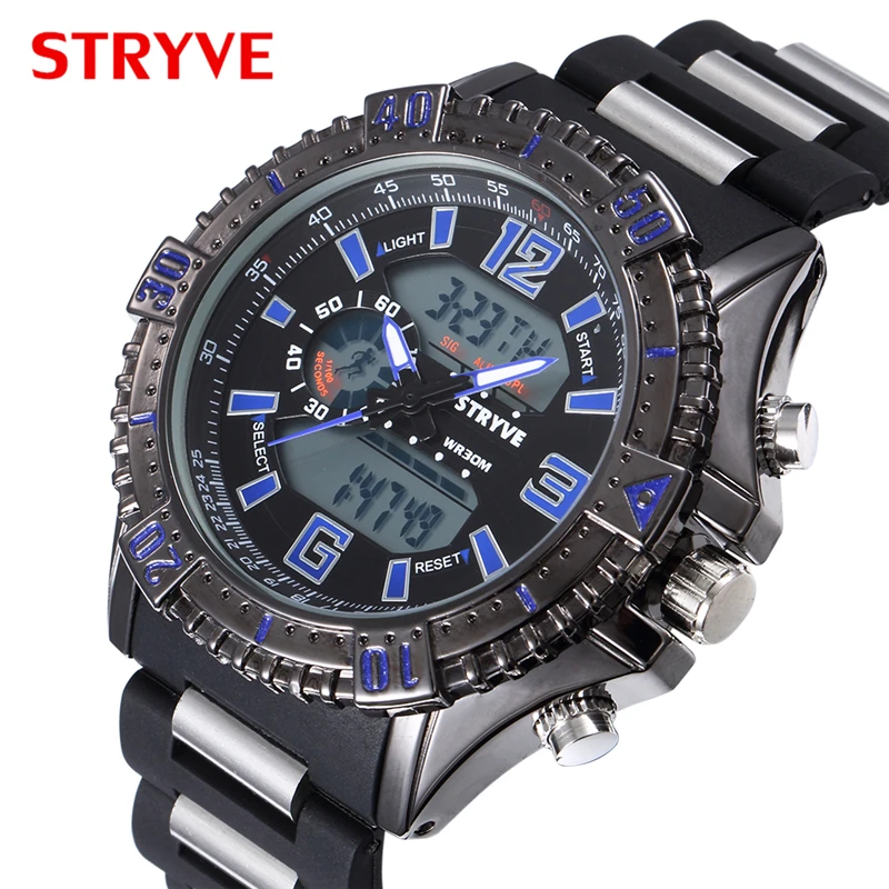 Мужские военные часы Stryve S8004 с большим циферблатом водонепроницаемые кварцевые