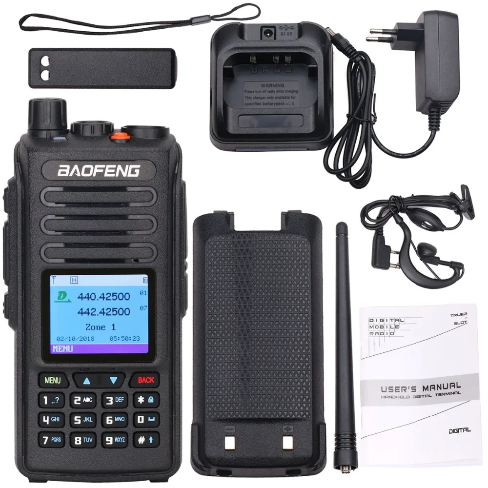 Baofeng DMR DM-1702(gps) рация VHF Двухдиапазонная 136-174 и 400-470MHz Dual Time slot Tier 1& 2 цифровое радио