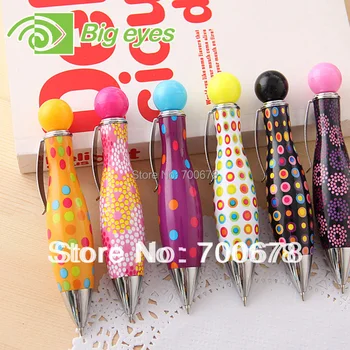 

24pcs/lot Style pen Creative stationery mini bowling ball point pen 0.7mm blue cartridge color pen 6 designs