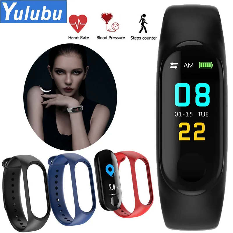 

New M3C Smart Wristband Bracelet 0.96" LED Touch Color Screen Heart Rate Blood Pressure Monitor Waterproof vs Mi Band 3 Band3