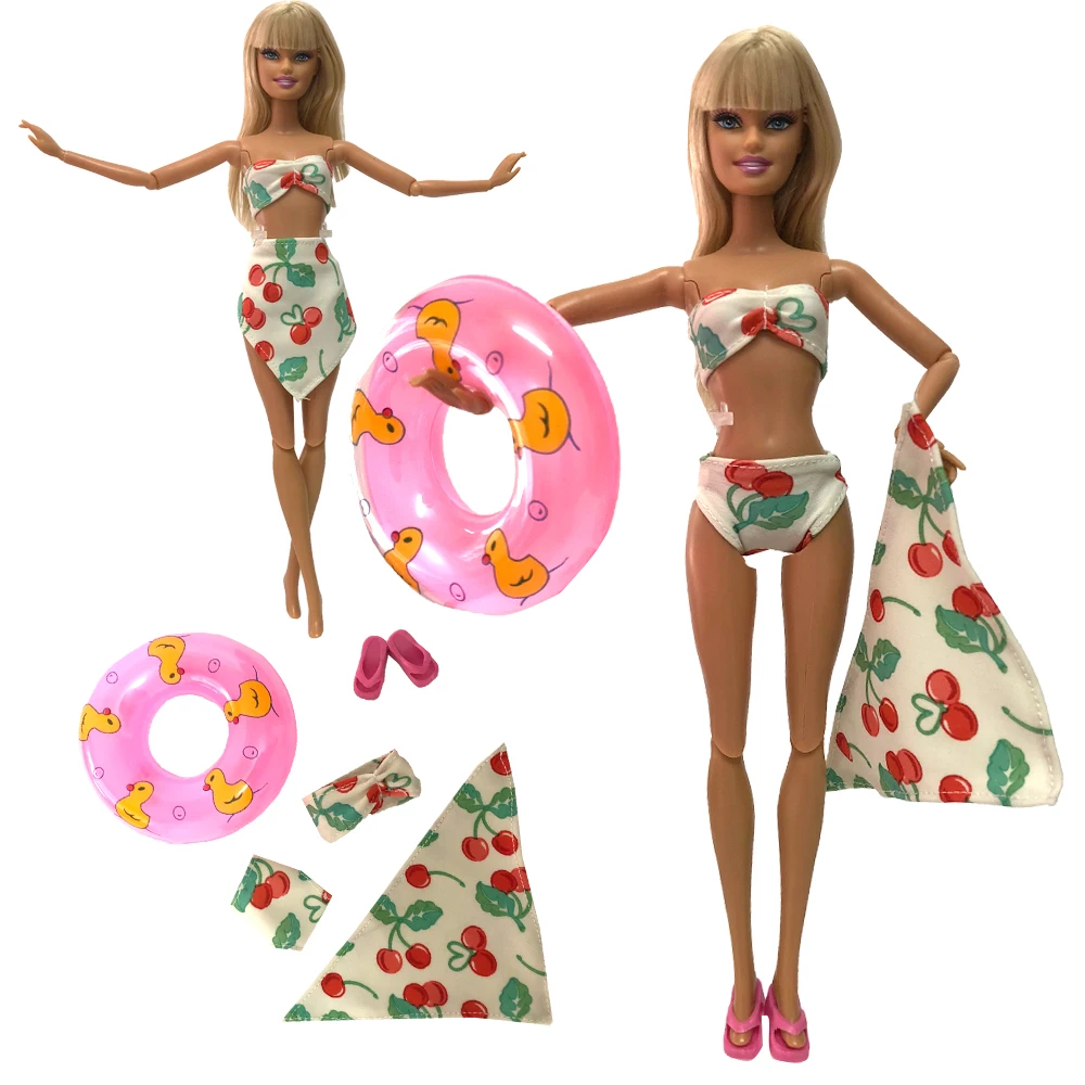 NK купальники для кукол пляжная купальная одежда купальник + тапочки + плавучий буй Lifebelt кольцо для куклы Барби лучший девушки подарок JJJ