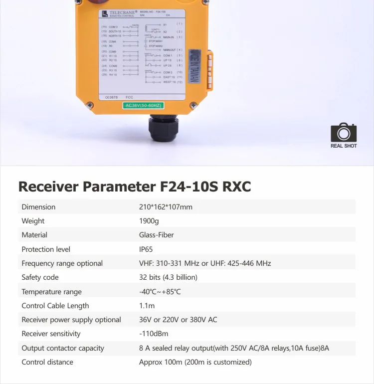 Кран дистанционного управления F24-10S управления Лер 1 передатчик 1 приемник 36V 220V 380V AC для подъемного крана