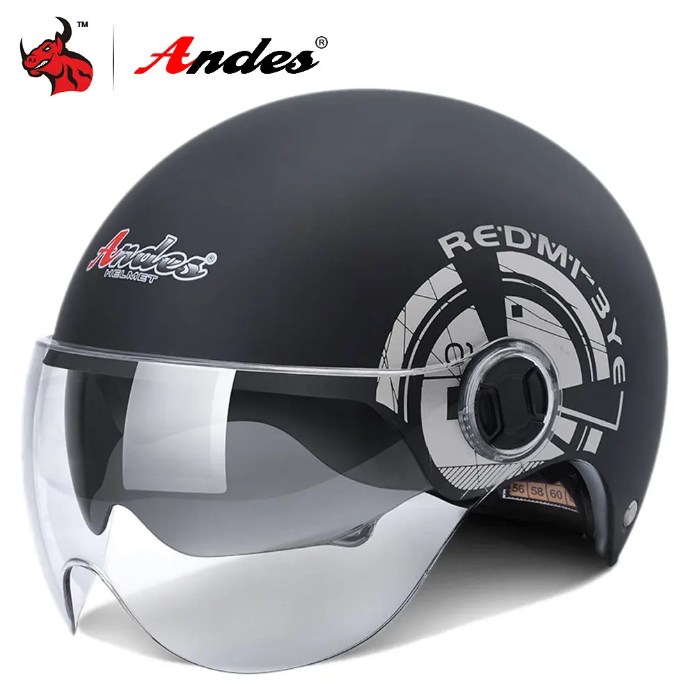 

Andes Motorcycle Helmet 3/4 Open Face Moto Helmets Scooter Unisex Motorbike Casque Adjustable Size Protection Gear Head Helmets