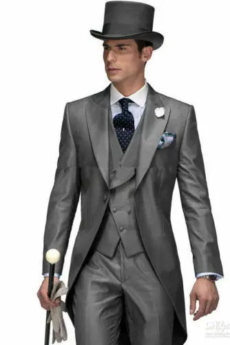 

Custom Made 3PCS Tail Coat Slim Fit Suit Bridal Formal Occasion Gentleman Suits
