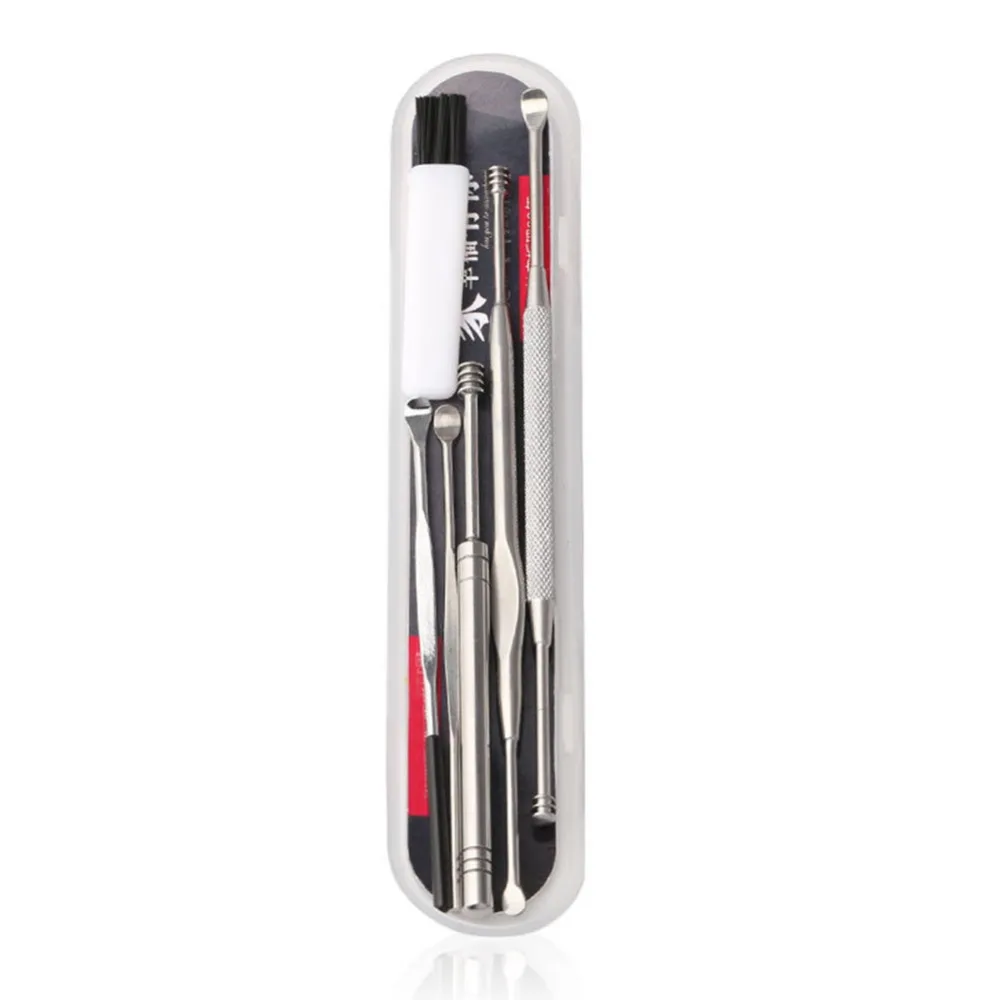 

Newly 6pcs Stainless Steel Ear Spoon Dig Ear Tool Healthy Cleaning Curette Removal with Storage Box JLRD 2018