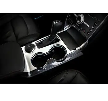 

For Ford Explorer 2016 2017 ABS Chrome Inner Water Cup Holder Cover + Gear Box Panel Cover Trim 3pcs/set