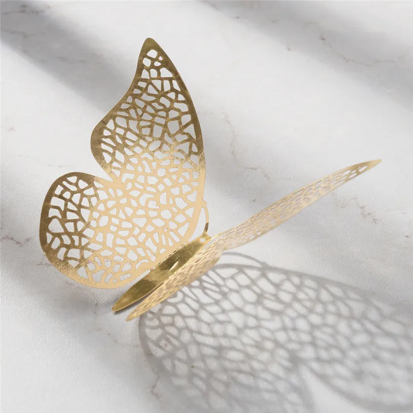 12PCS 3D Butterflies PVC Wall Stickers Hollow DIY Home Decor Poster Kids Rooms Sticker Muraux Pour Enfants Chambres 40JUL0312