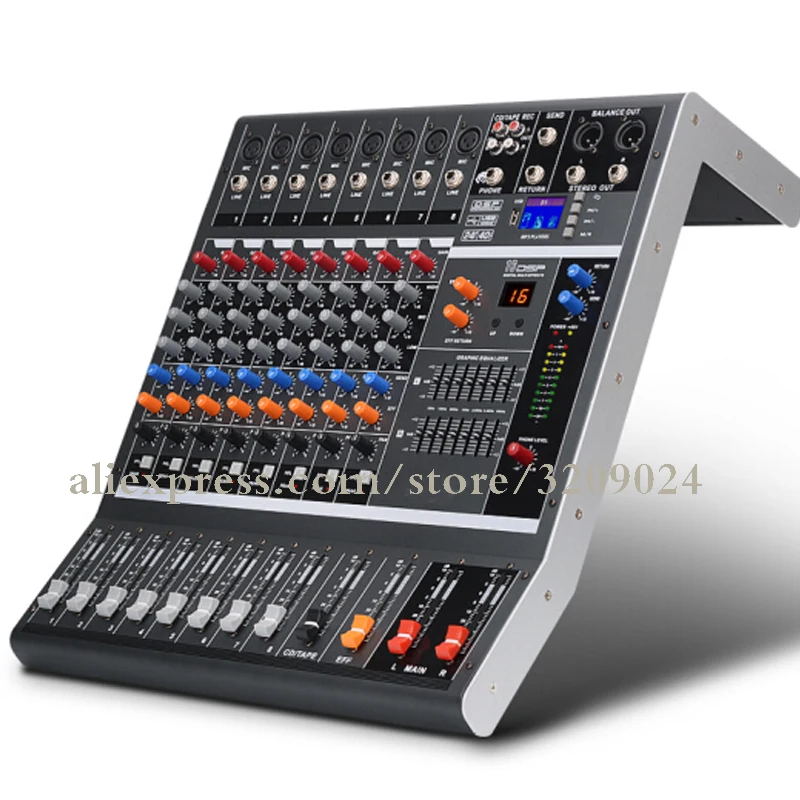 8 Channel Pure Mixer Stage Performance Conference Audio Bluetooth USB Reverb Tuner Balance Wedding Live Microphone