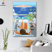 DIY цветные картины по номерам с цветными всесезонные цветные картины Рисунок Живопись по номерам Обрамленный дом