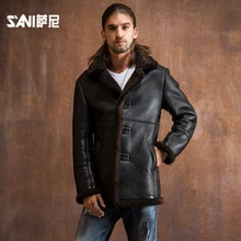 2017 2017 warm winter fashion genuine leather fur clothing male Sheepskin Shearling Men outerwear genuine leather fur overcoat