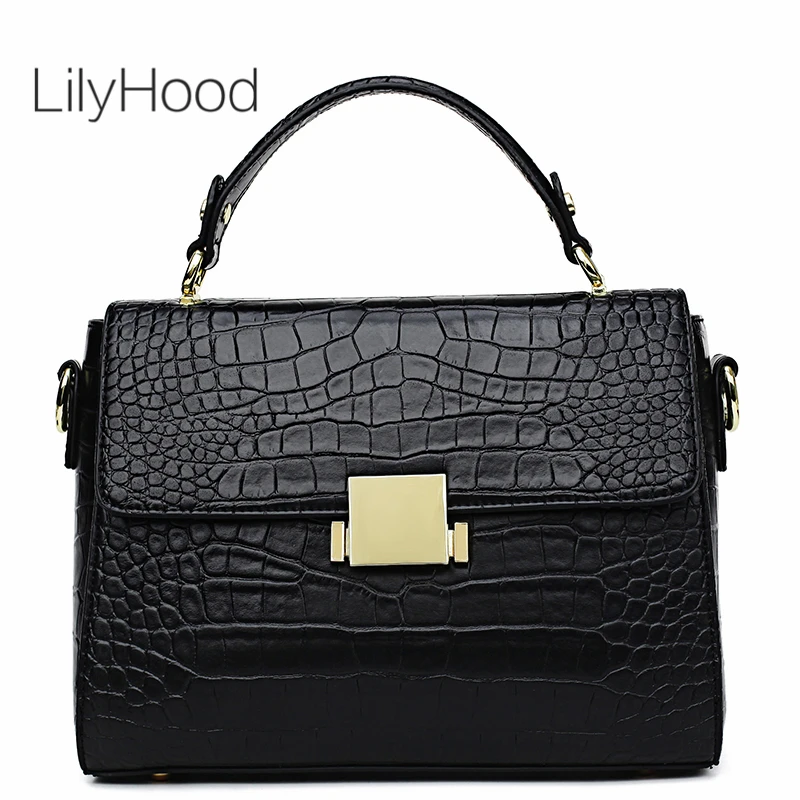 

Crocodile Skin Print Handbag Female Fashion Simple Design Top-handle Bag Women High Quality Artificial Leather Messenger Bag