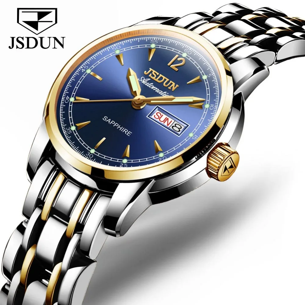 

JSDUN Women Watches Luxury Brand Ladies Automatic Mechanical Watch Women Sapphire Waterproof Luminous relogio feminino 2019