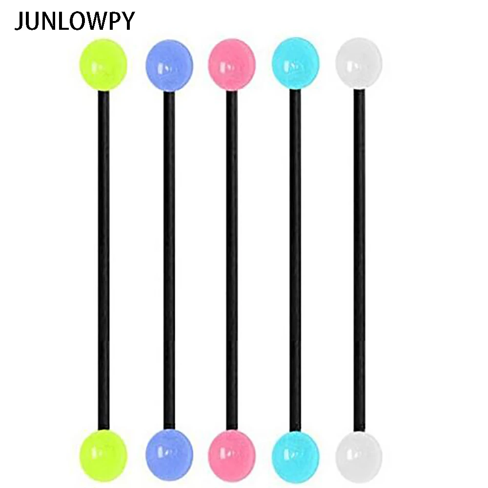 JUNLOWPY Piercing Barbell 100pcs 5 color Bioflex Uv acrylic glow in