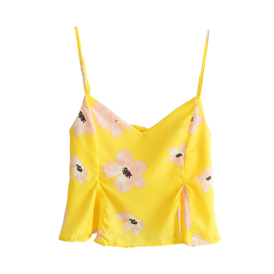 

Women Summer Floral Sweet Camis Tank Tops Fashion Sleeveless Print V-Neck off shoulder top Female Vacation Camis Tops blusas