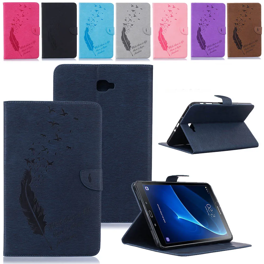 

Case Cover For Samsung Galaxy Tab A A6 10.1 2016 T585 T580 SM-T580 Feather Leather Flip Case Tablet Smart Covert Sleep wake Up