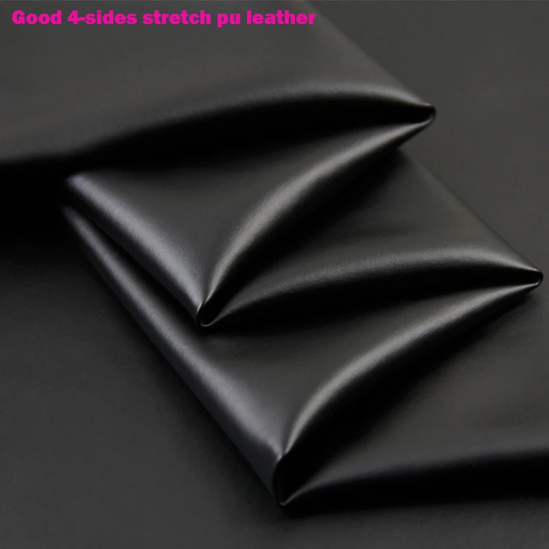 

Good 69*50cm Black Artificial Leather Fabric Faux PU Leather 4-Side Stretch Soft PU Synthetic Leather Sewing Material Diy Pants