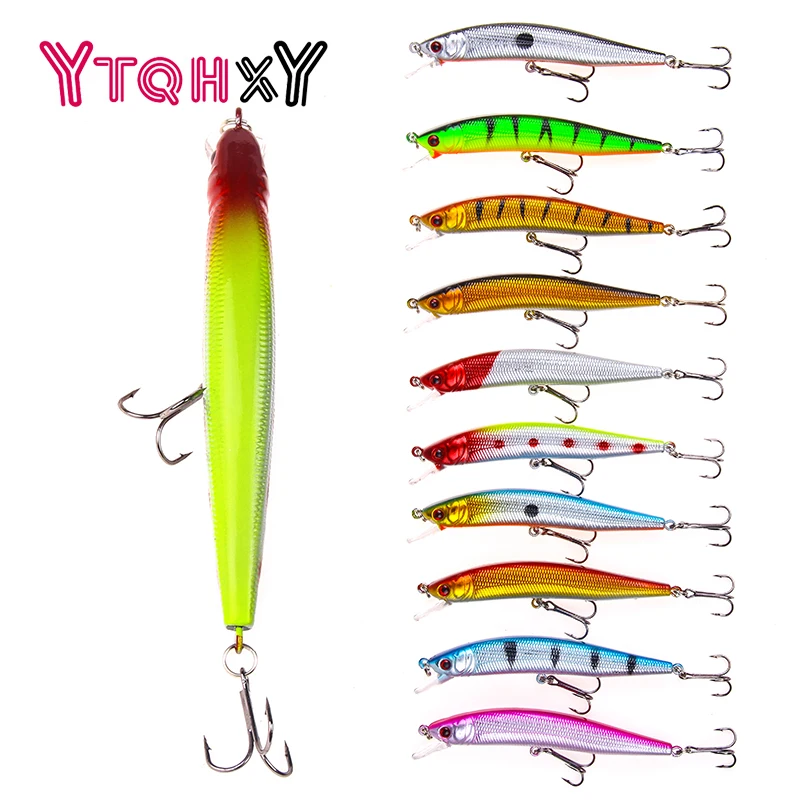 

YTQHXY 1Pcs/lot Fishing Lure Minnow Bait 100mm 8.2g Wobbler Floating 6# Treble Hook Artificial Pesca Swimbait Crankbait WQ510