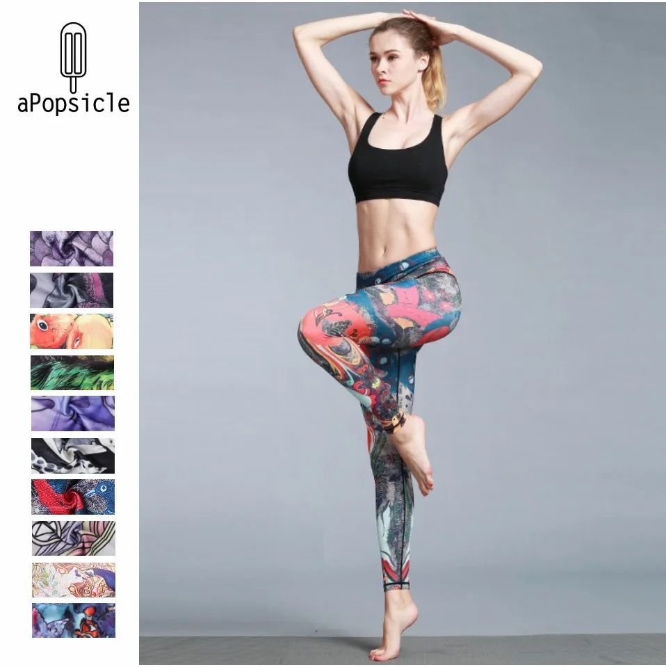 Женские брюки для йоги с принтом уникальные леггинсы для фитнеса спортивные сексуальные леггинсы пуш-ап высокий костюм из тянущейся ткани для женщин цвета