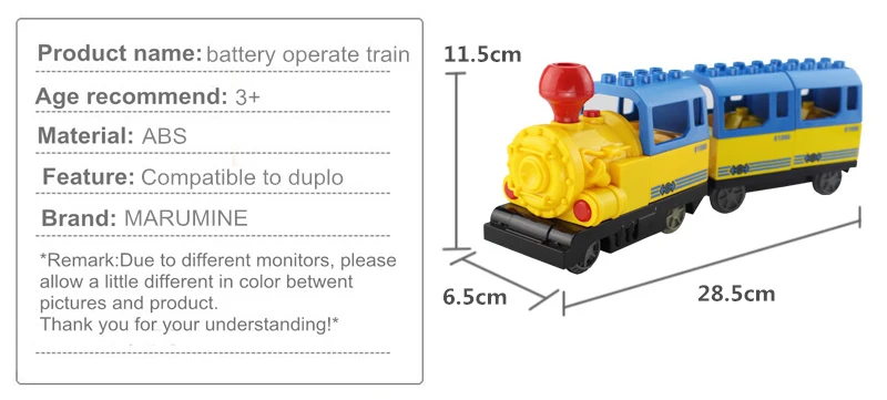 Marumine блоки Duplo с батарейным питанием поезд игрушки Строительные Кирпичи Детские развивающие игрушки подарок Электрический поезд для детей