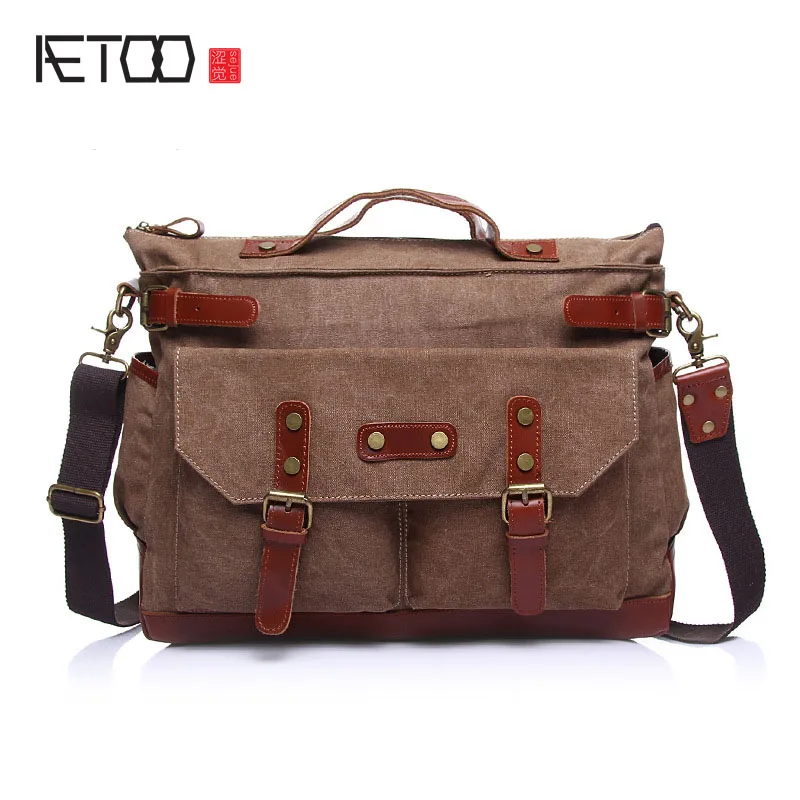 

European and American men and cloth canvas bag leisure travel bag shoulder portable multifunction large computer Messenger bag
