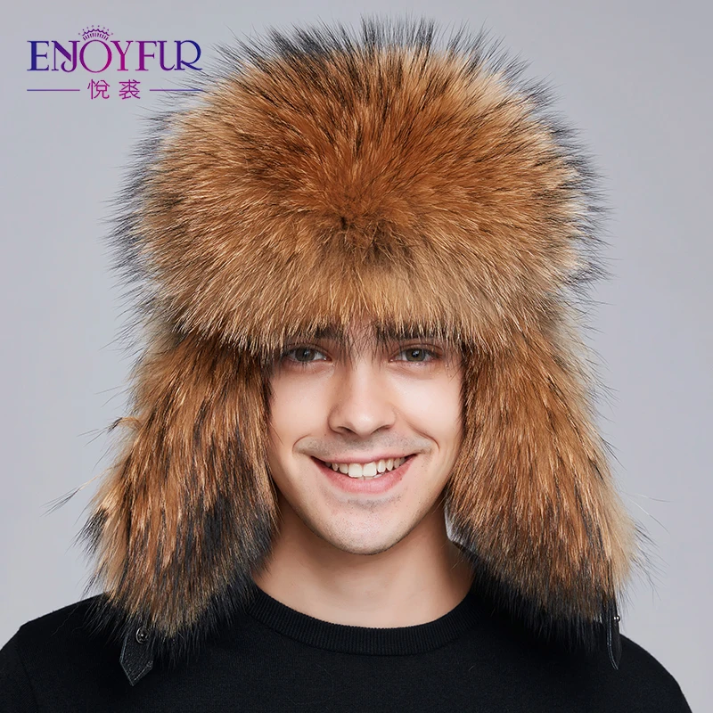 Шапка-ушанка ENJOYFUR теплая шапка-ушанка из натурального меха лисы для русской зимы