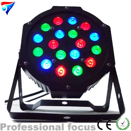 

Free shipping Factory direct sale 18x3W RGB DMX Stage Lights Led Flat Par High Power Light with Professional for Party KTV DJ