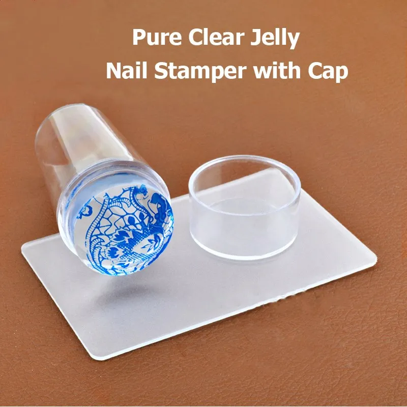 

Nail Art Templates Pure Clear Jelly Silicone nail stamping plate Scraper Manicure tools