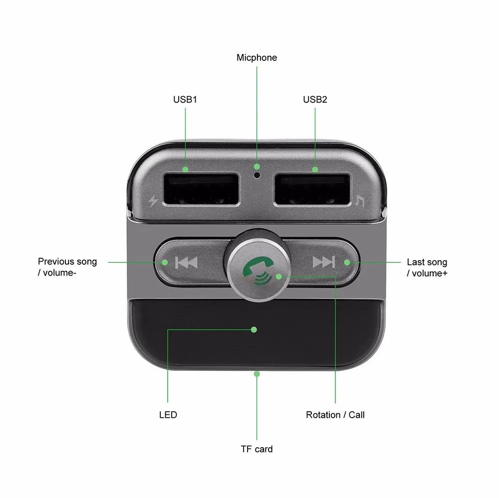 Автомобильный комплект Onever с Bluetooth, Handsfree, fm-передатчик, MP3 музыкальный плеер, 5 В, 3,4 А, двойной USB, автомобильное зарядное устройство, поддержка Micro SD карты, 32G