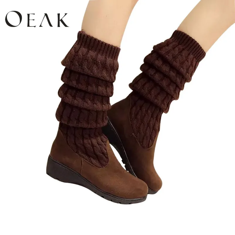 

Oeak Autumn and Winter Over the knee high boots thick warm high heel for thigh high boots women autumn Knitted shoes