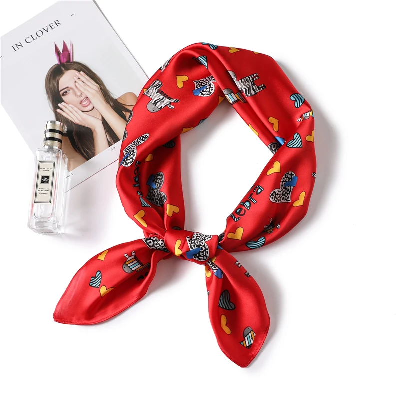 

Square Women Silk Scare Fashion Animal Print Female Neck Scarfs Foulard Lady Office Neckerchief Hair Shawl