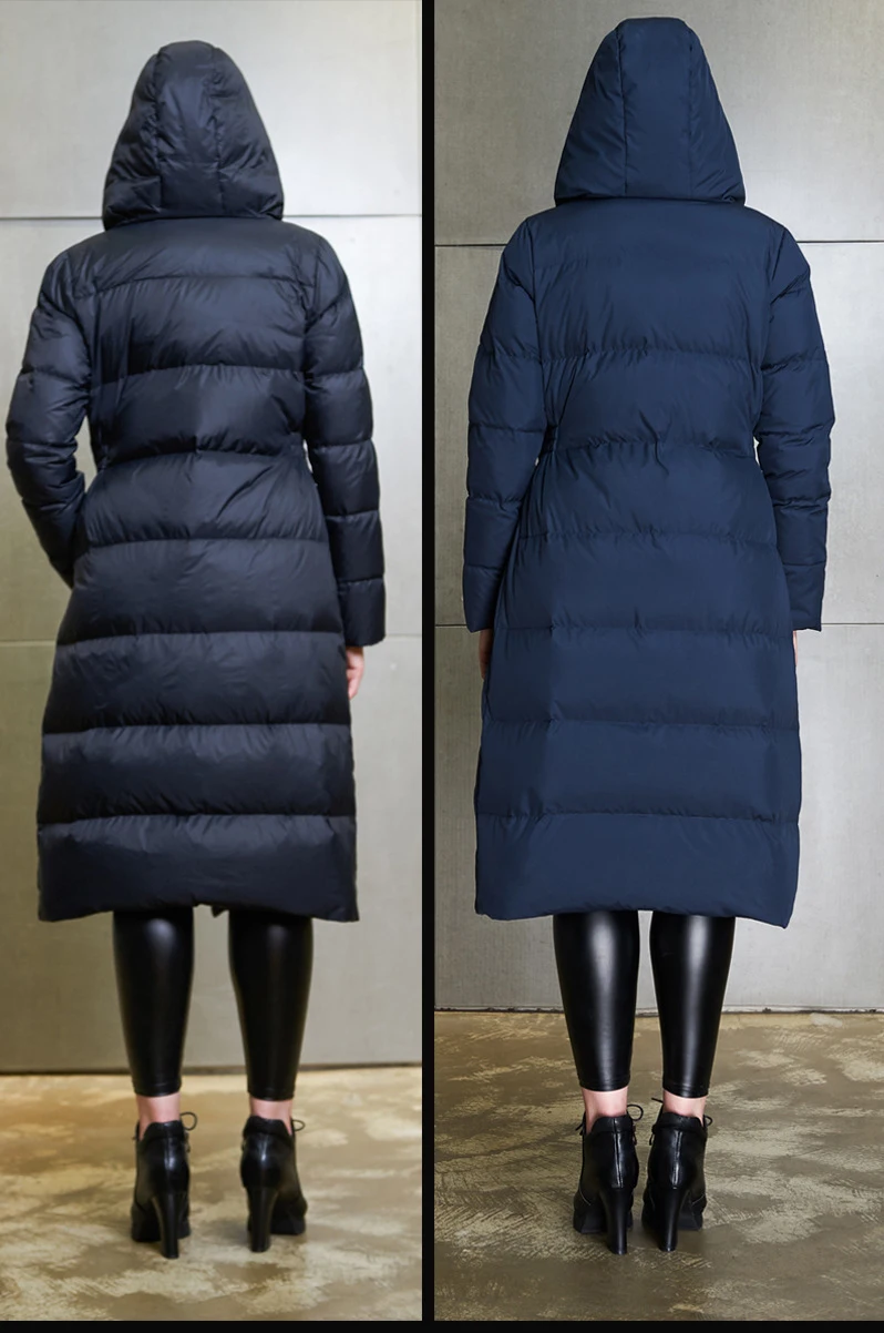 AYUNSUE зима женские куртки брендов теплый толстый 90% утка подпушка Длинные куртки с капюшоном нерегулярные мужские парки верхняя одежда LX2219