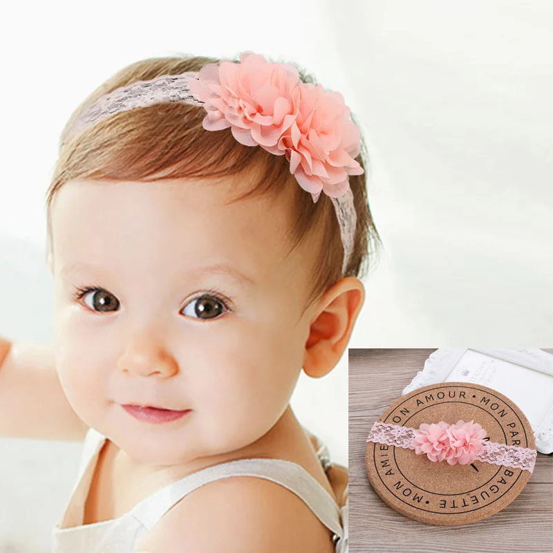 1pcs Baby lace floral headband cute Flower Children Elastic Lace