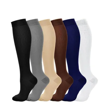 

Unisex Solid Nylon Varicose Vein Compression Sock Women Shaping Travel Stretch Pressure Circulation Shank Sock