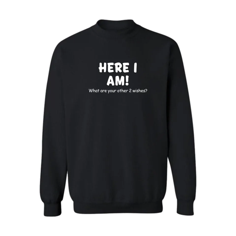 Print Here I Am Slogan Capless Mens Hoodies And Sweatshirts Fashion Black Autumn Mens Hoodies And Sweatshirts Hip Hop Clothes