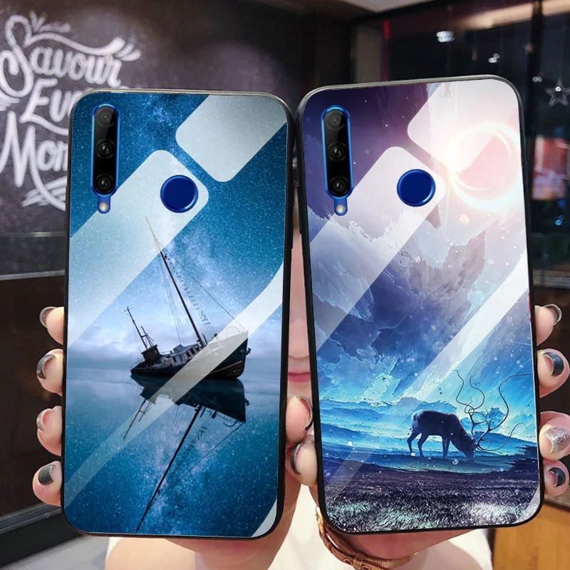 Glass Case For Huawei Honor 20 Arctic Sky Back Cover Honor20 20i Fashion Boat Tempered Bumper Honor20i |