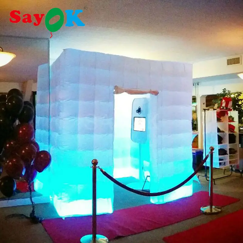 

Sayok Inflatable Cube Photo Booth Backdrop One Door Portable Inflatable Photo Booth Enclosure for Advertising Wedding Event