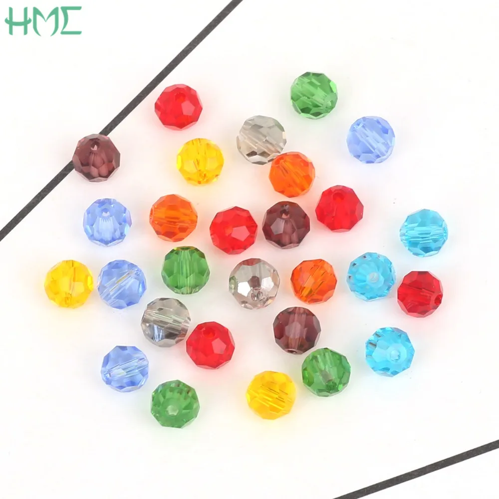 

4mm 100pcs Rondelle Austria Faceted Crystal Glass Beads Charm Loose Spacer Round Beads for Jewelry Making DIY Bracelet Necklace