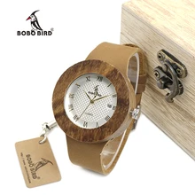 Bobobird C01 Femmes Robe En Bois Quartz Montre Japon 2035 Miyota Mouvement Bambou En Bois Montres avec Calendrier en Bois Boîte