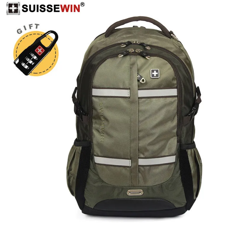 

2019 new swiss brand green NYLON waterproof 15.6 inch Laptop backpack travel original classic school bag for men and women