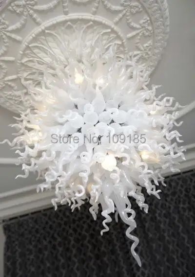 

100% Hand Blown Contemporary Chandelier Light Pure White High End Lighting