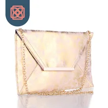 Rose Gold Foil Envelope Purse Distressed Faux Leather PU Matte Pink Purse 18K Gold Color Chain Club Clutch Handbag Night Out Bag
