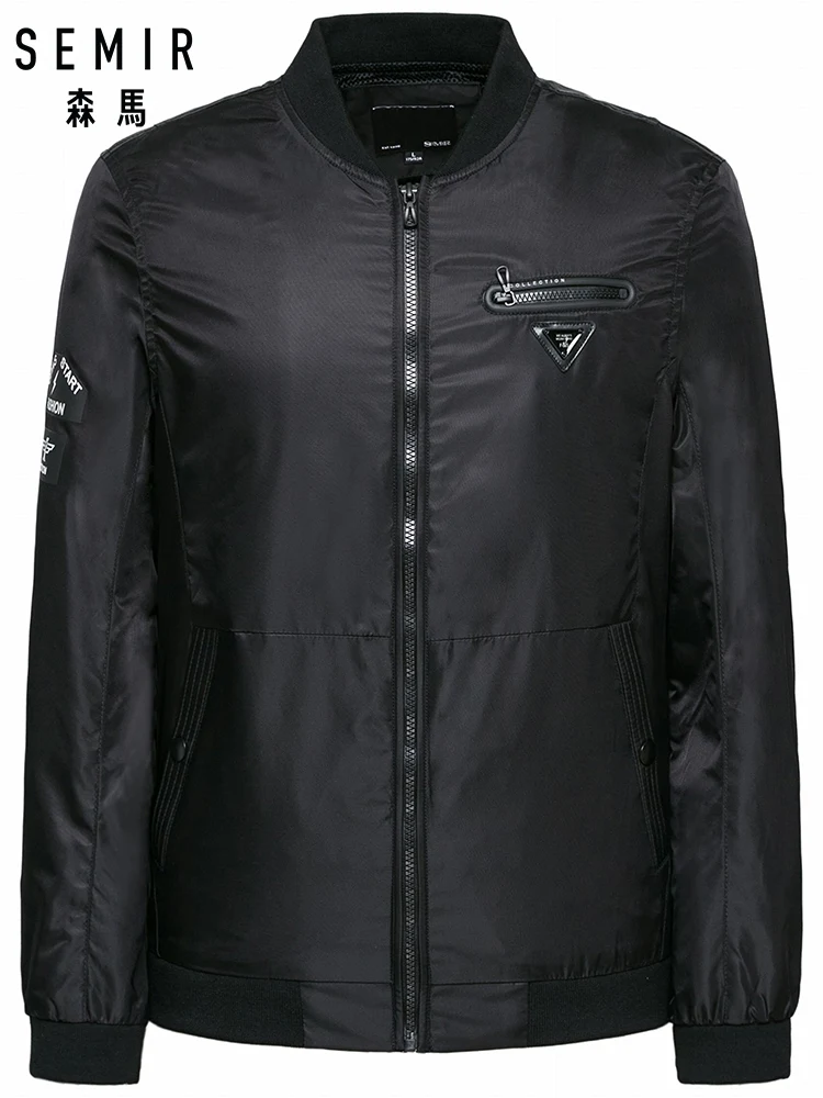

SEMIR Men Stand-up Collar Jacket Men's Baseball Jacket with Full Zip Bomber Jacket with Applique Male Fashion Streetwear Clothes