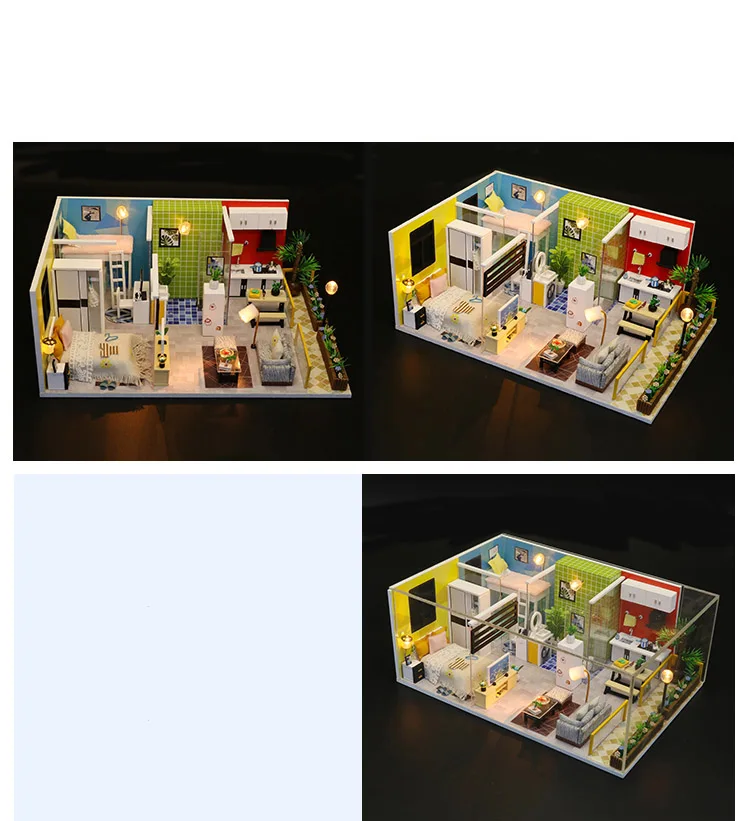 DIY Миниатюрный Кукольный дом ручной работы деревянная Сборная модель игрушка-домик здание С Пылезащитным покрытием светильник Кукольный дом игрушки для детей