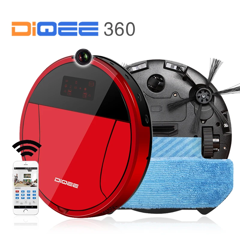 DIQEE 360 Smart Robot Vacuum Cleaner for Home wireless Sweeping Dust Gyro navigation Planned Clean Phone App control camera