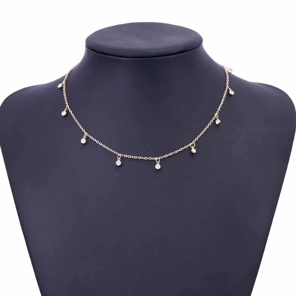 KISSWIFE летнее сексуальное ожерелье капли CZ ожерелье для женщин украшение для чокера ожерелье для женщин подарок - Окраска металла: Золотой цвет